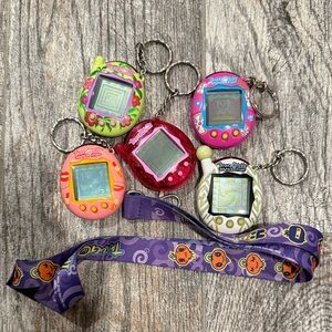 Y2K Tamagotchi Keychain Set with Lanyard